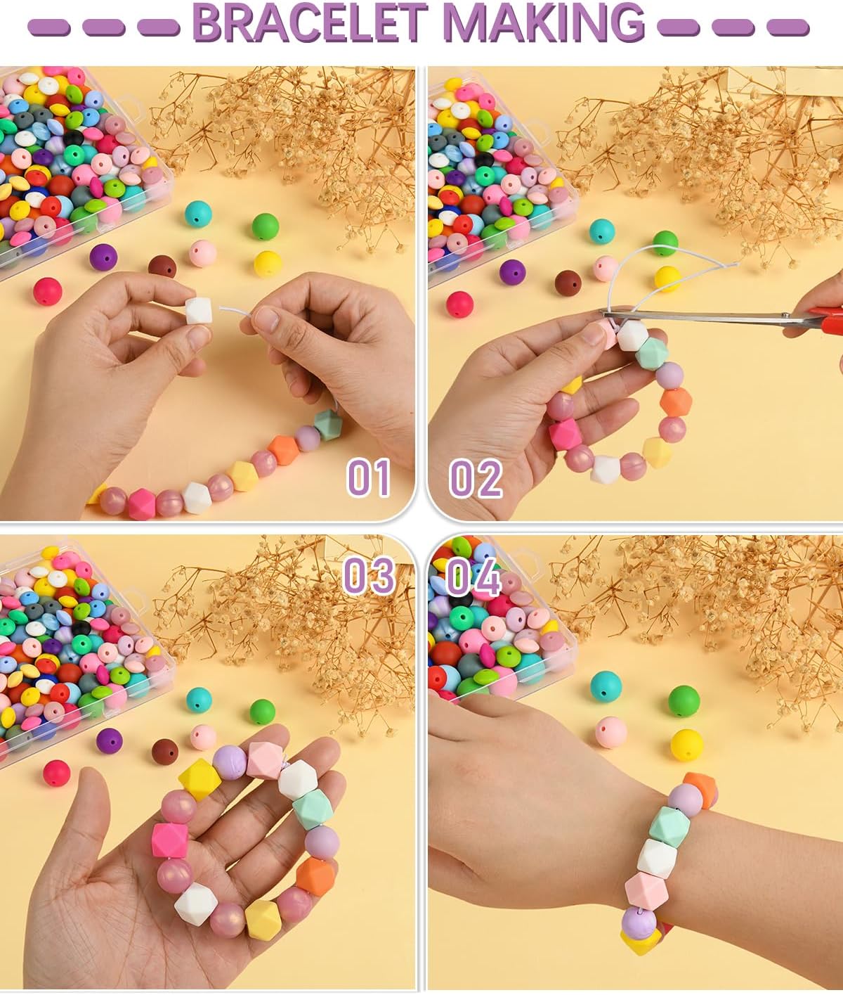 シリコンビーズ、キーチェーン作成キット用15mmシリコンビーズ