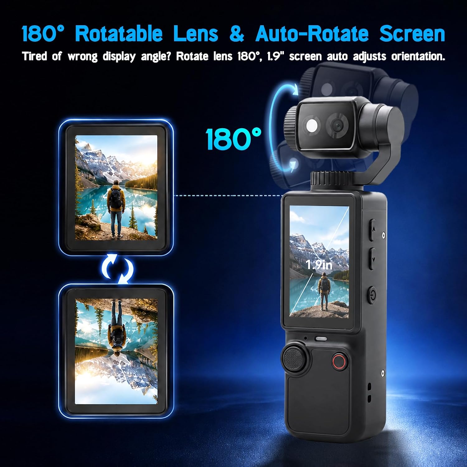 4K Handheld Camera for Vlogging 66M Small Pocket Tripod Body Cameras