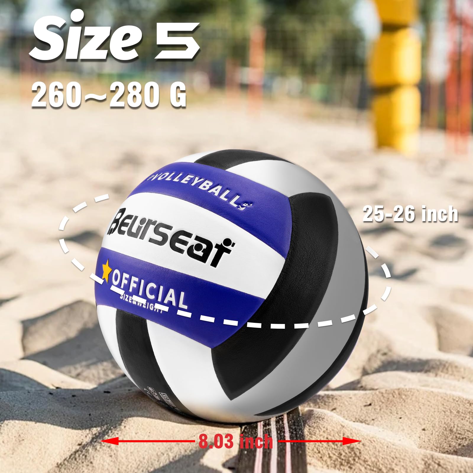 Ballon de Volley Taille 5 de Beach-Volley pour l'intérieur et l'extérieur