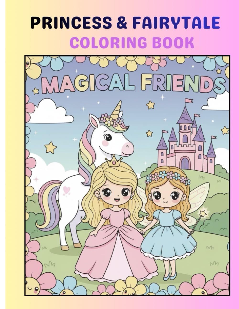 Princess & Fairytale Coloring Book for Kids Ages 4–8: Cute Royal Princesses, Castles, Unicorns, Fairies, and Magical Storybook Scenes | Fun & Relaxing Coloring Pages for Girls
