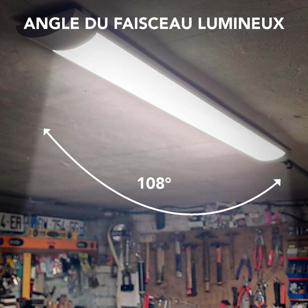 Réglette LED blanche, 25W, 2400 lumens, 4000K blanc-neutre, bornier de connexion intégré, garantie 5 ans - Tibelec