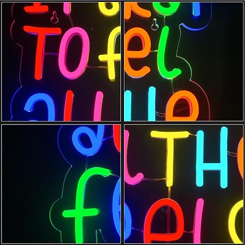 Miniatura 8 de JURONG Está Bien Sentir Todas las Sensaciones Letreros de Neón para Decoración de Pared, Letreros de Luz de Neón LED Atenuables, Alimentados por