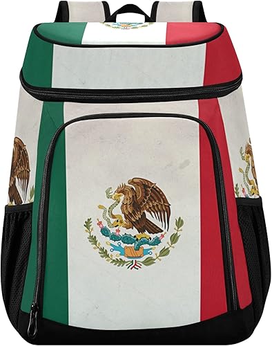 Mochila enfriadora de la bandera de México con aislamiento a prueba de fugas, 36 latas, enfriadora portátil para playa, picnic, compras, senderismo,