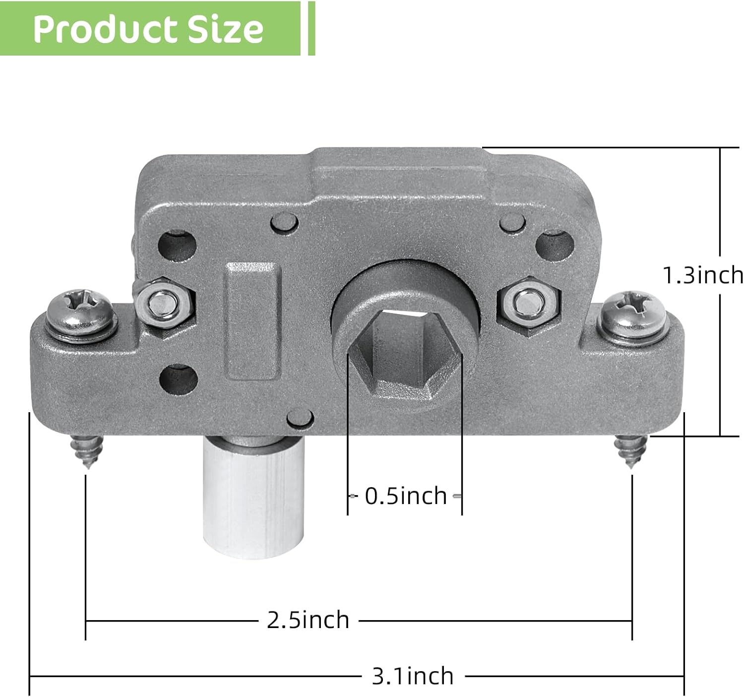 Product dimensions diagram for the MaxxAir vent operator mechanism