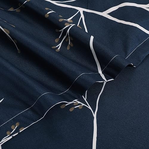 Miniatura 6 de Juego de funda de edredón de microfibra cepillada suave con cierre de cremallera y lazos en las esquinas, patrón floral de flor de ciruelorama,