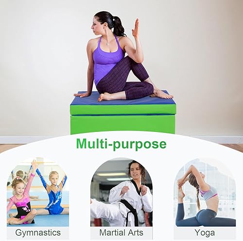 Miniatura 6 de Colchoneta de gimnasia inclinada para gimnasia plegable para interiores y exteriores, tapete de ejercicio en casa, gimnasio, yoga, con asa