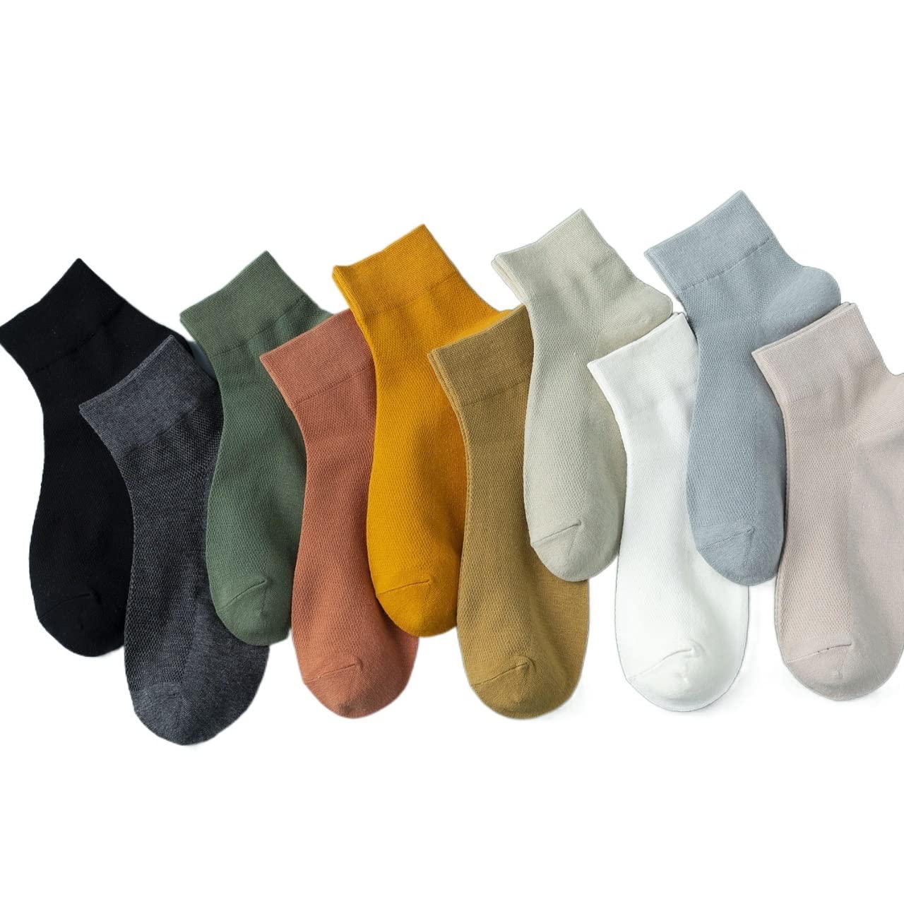 10 Pares de Calcetines Cortos de algodón for Hombre, Calcetines de Malla Transpirables a la Moda for Hombre, Paquete de Calcetines Tobilleros Informales cómodos