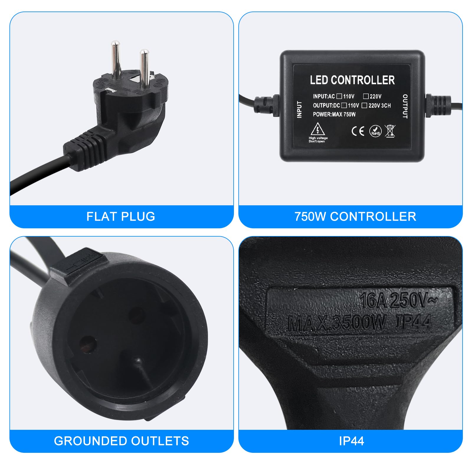 750W Lichterketten-Dimmer, AC 220V Outdoor String Glühbirne Fernbedienung Plug-in Switch Dimmer,23-Tasten Fernbedienung Zeitschalter Fernbedienungsdimmer,passend für alle dimmbaren (750W)