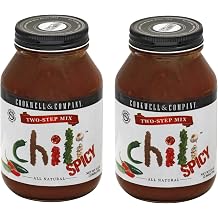 Texas Two Step Mix Chili SPICY, 2 Glass Jars 33 oz. 936g each. By Cookwell & Company