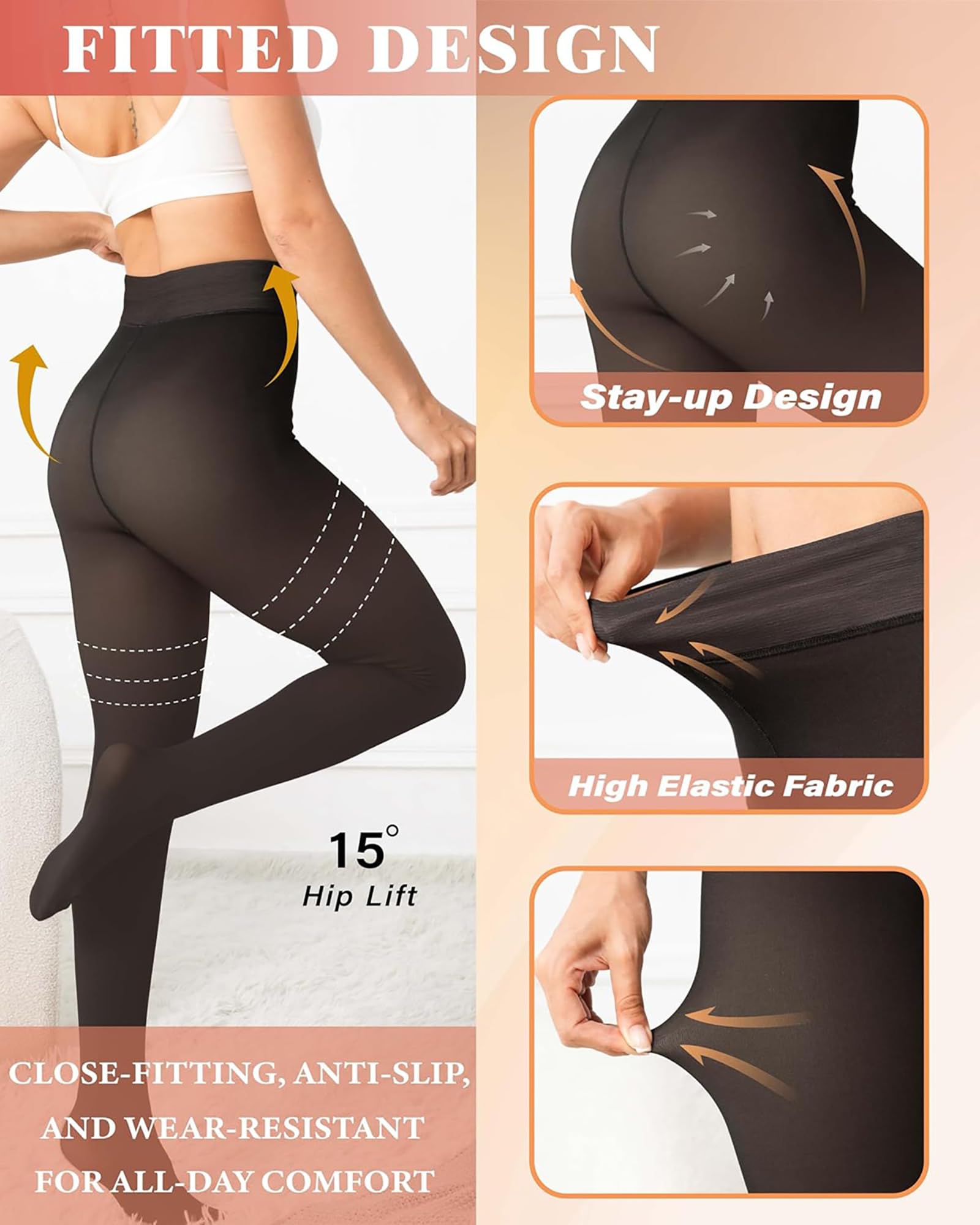 DIKER Collant Termici Donna, Calzamaglia Termica Donna Invernali con Fodera in Pile Morbido, Vita Alta, Comodi Elasticizzati Leggings Tights