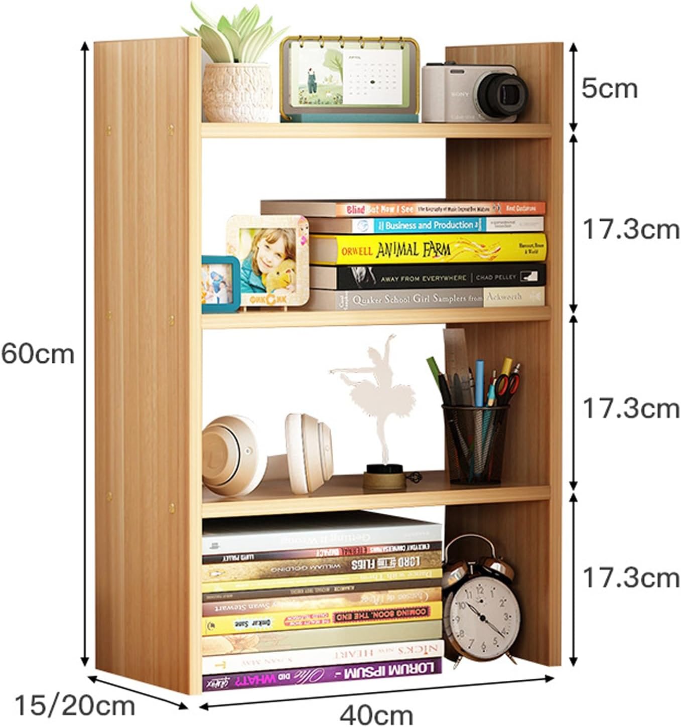 Desk Shelf for top of Desk Thickened Board Multi-Layer Storage Wood Utility Organizer Shelves for Office Living Room, Bedroom(White,40 * 15 * 60)