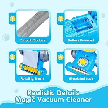 FS Kids Vacuum Toys with Lights & Sounds, Toddler Vacuum with Ball-Popping Action, Pretend Play Vacuum for Toddlers 18 Months and Up, Toy Vacuum Cleaner for Toddlers 3-5 Boys Girls Gift