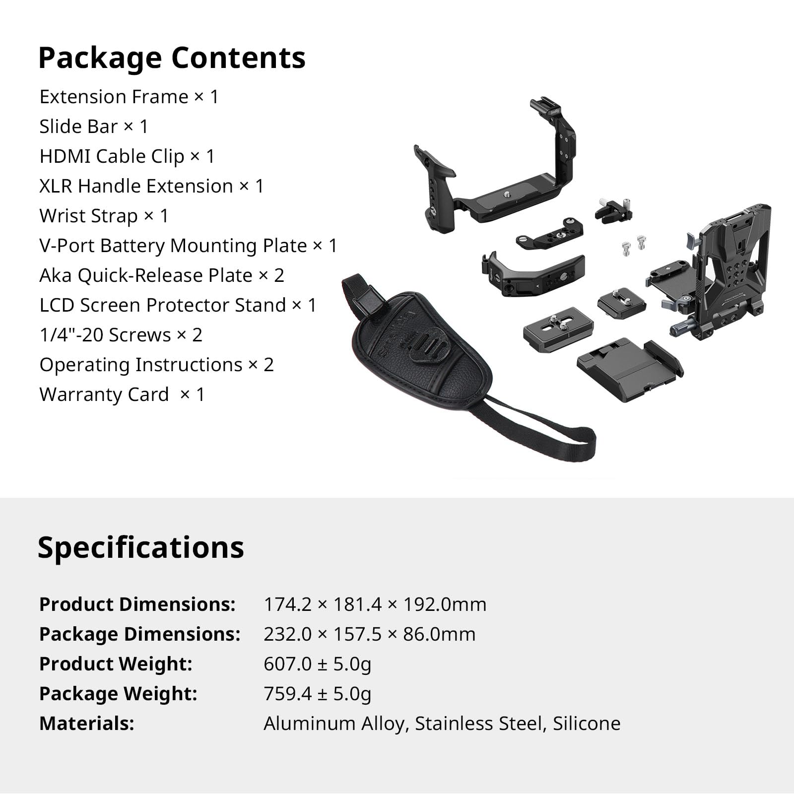 SMALLRIG Kit Gabbia di Portatile per Canon C50 con Prolunga XLR, Piastra Batteria V-Mount, Gabbia per Fotocamera con Piastra a Sgancio Rapido Integrata per Arca e Cinghia da Polso - 5658