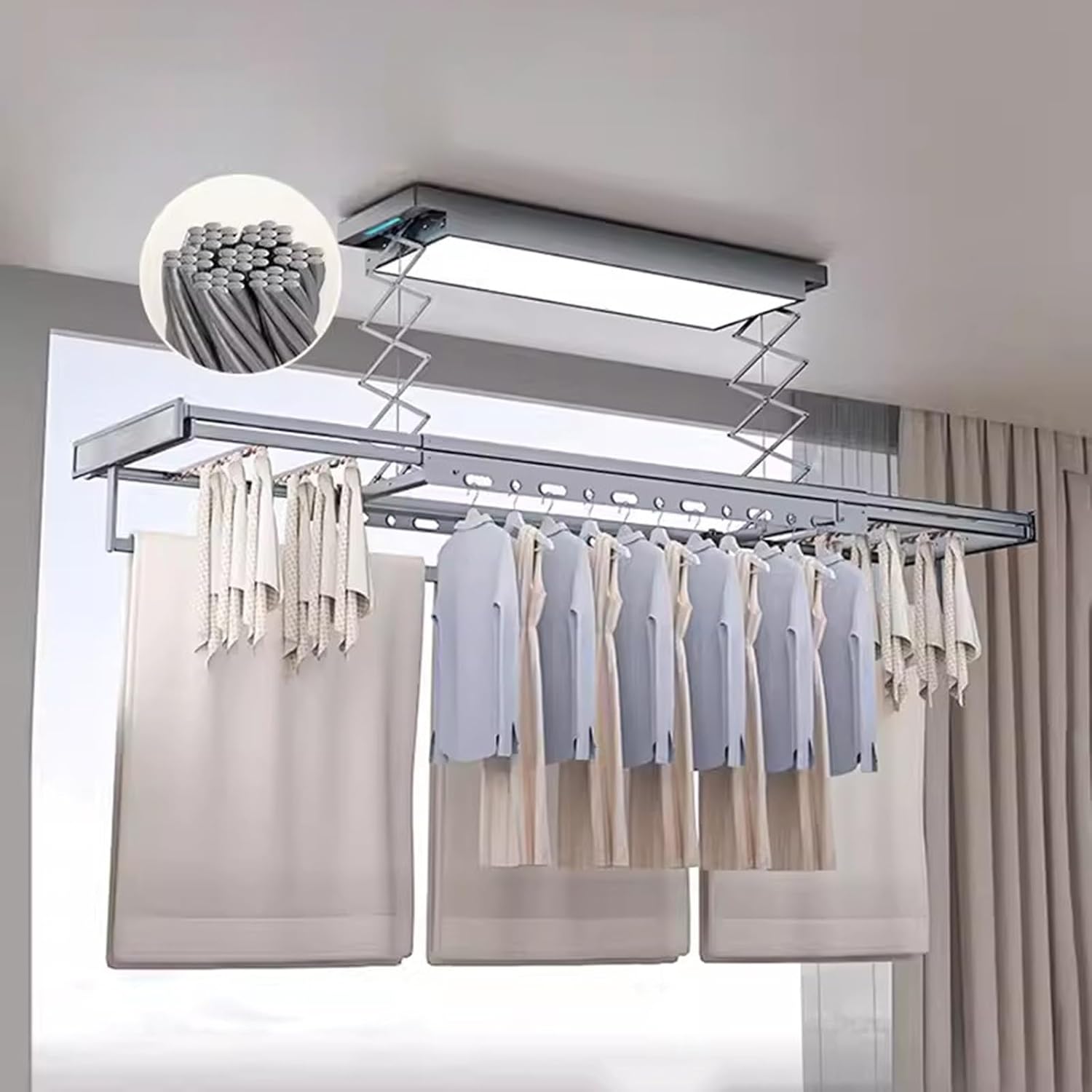 Ceiling Mounted Clothesline Electric Clothes Hanger Lifting Home Indoor Balcony Remote Control Automatic Telescopic Drying Rack Lifting Drying Rack,