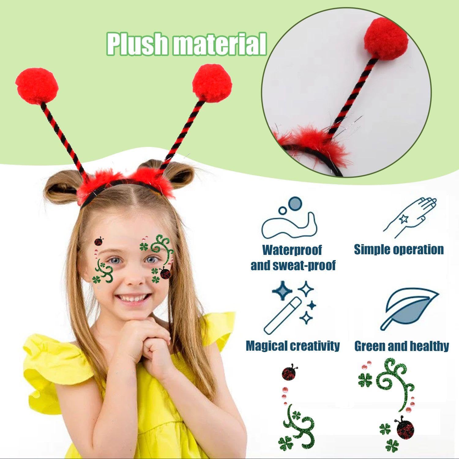 TVSVKWE 1 Headband, 1 Glasses And 1 Face Patch, Ladybug Costume Accessories, Role-Playing Props, Party Accessories - Image 3