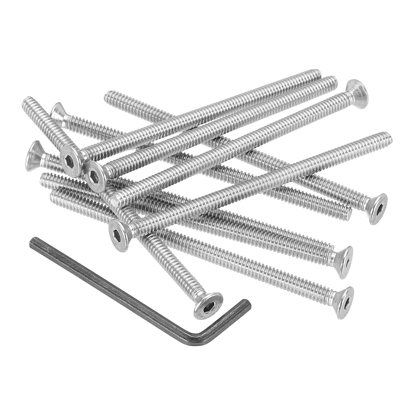 PATIKIL #10-24 x 3-1/2" Flat Head Socket Cap Screws, 10Pcs Countersunk Bolts Head Machine Screws 304 Stainless Steel (18-8) UNC Socket Drive Bolt Fasteners for Industry Machinery Household