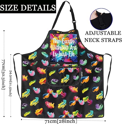 Miniatura 2 de PXTIDY Regalo para pintor de artista, The Earth Without Art Is Just Eh, delantal de artista de pintura con bolsillos para estudiantes amantes