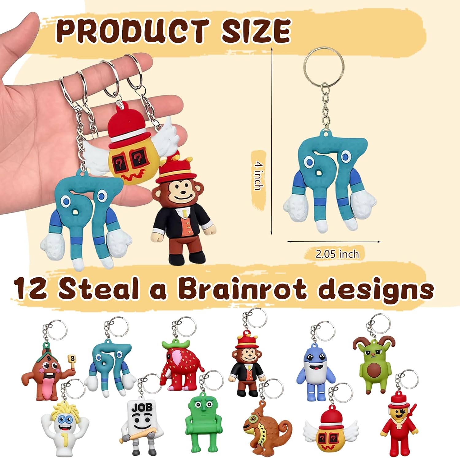 12 PCS Brainrot Keychain,Party Favors Goodie Bag Fillers