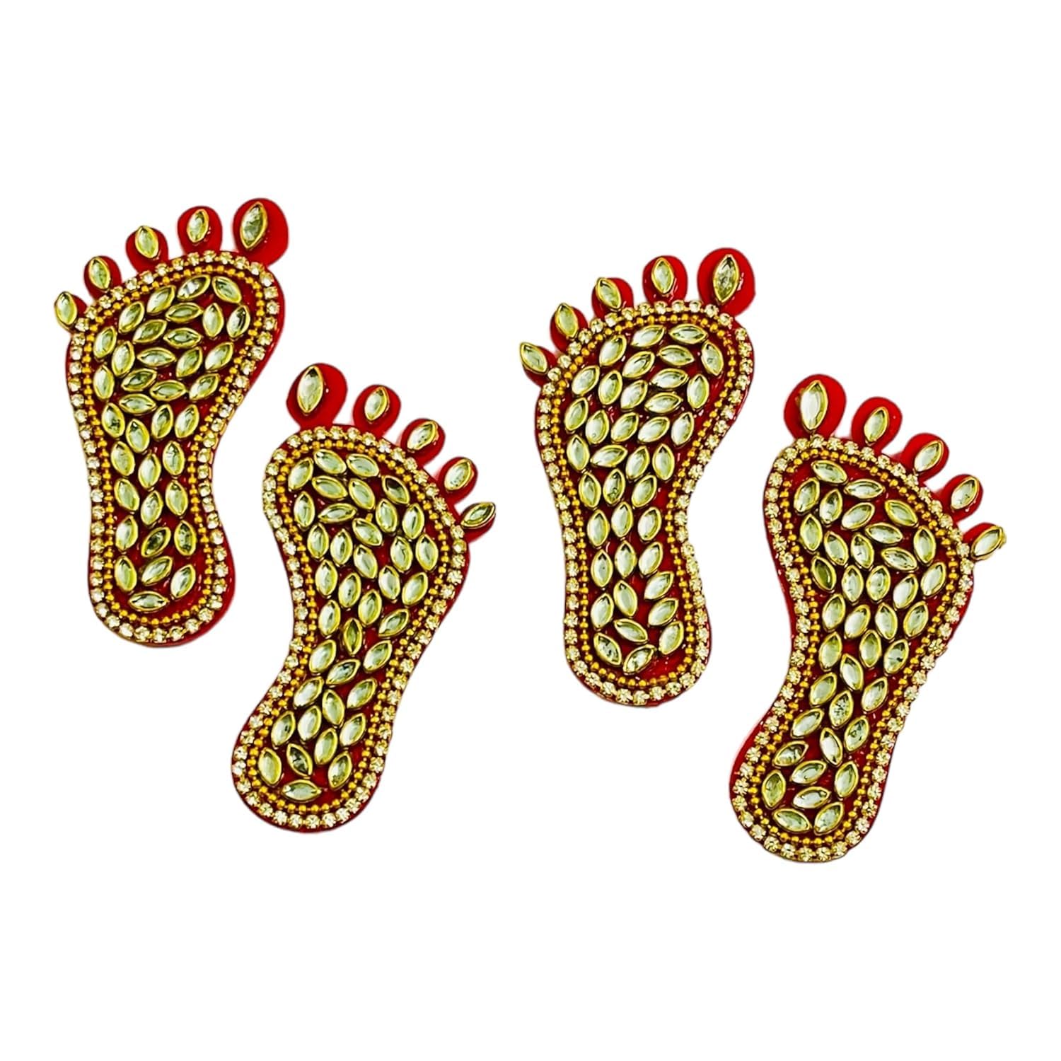 2 Pairs 3 inch Decorative Shree Laxmi Charan Footprints for Door Gate, Festival Decor, Diwali Puja (Medium)-image-38