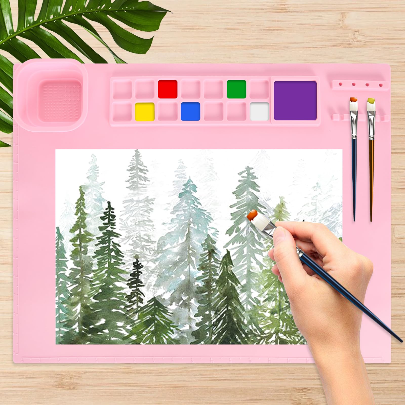 Tappetino per Pittura in Silicone, Tappetino Silicone per Fai Da Te Blu 51 x 40,6 cm, Tappetino con Tazza Antiaderente Resistente per Fai Da Te, Pittura, Colata di Resina, Resina Epossidica