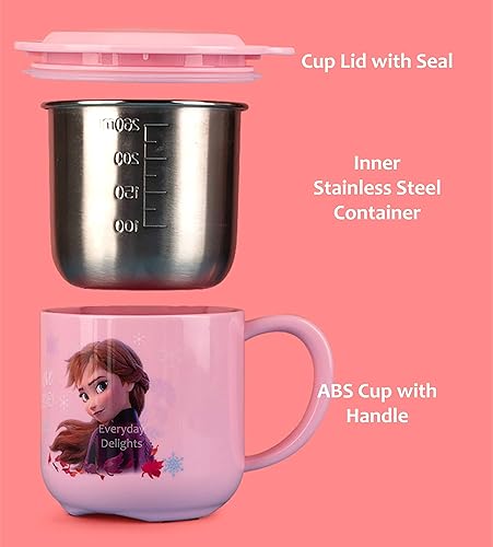 Miniatura 3 de Frozen Elsa Anna Blue ABS Vaso de acero inoxidable con tapa, 8.5 fl oz