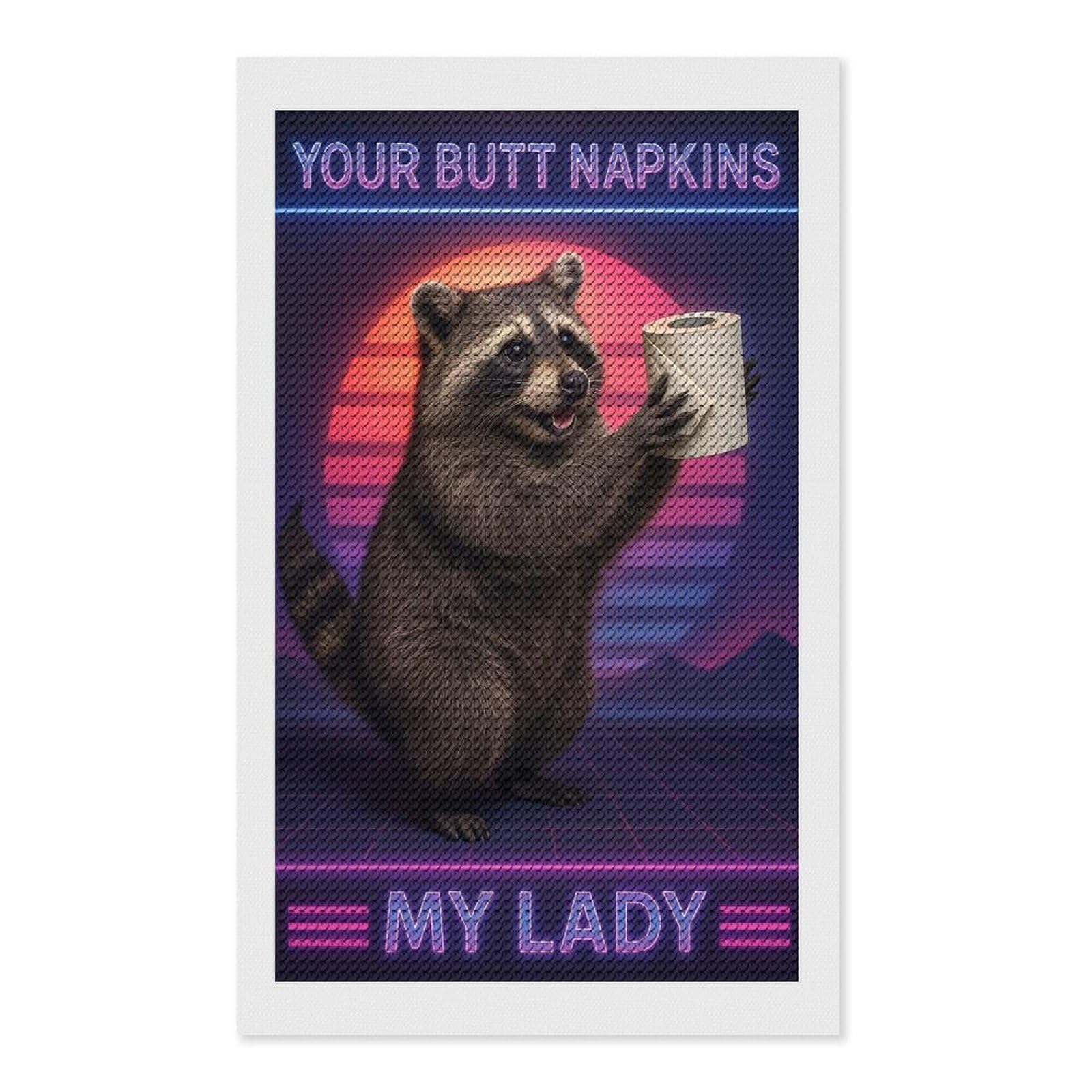 Junmoney Your Butt Napkins My Lady Round Drill Diamond Painting 12"x20", for Craft Lovers, Stress Relief Craft, Bedroom Decor, Festive Craft Gift