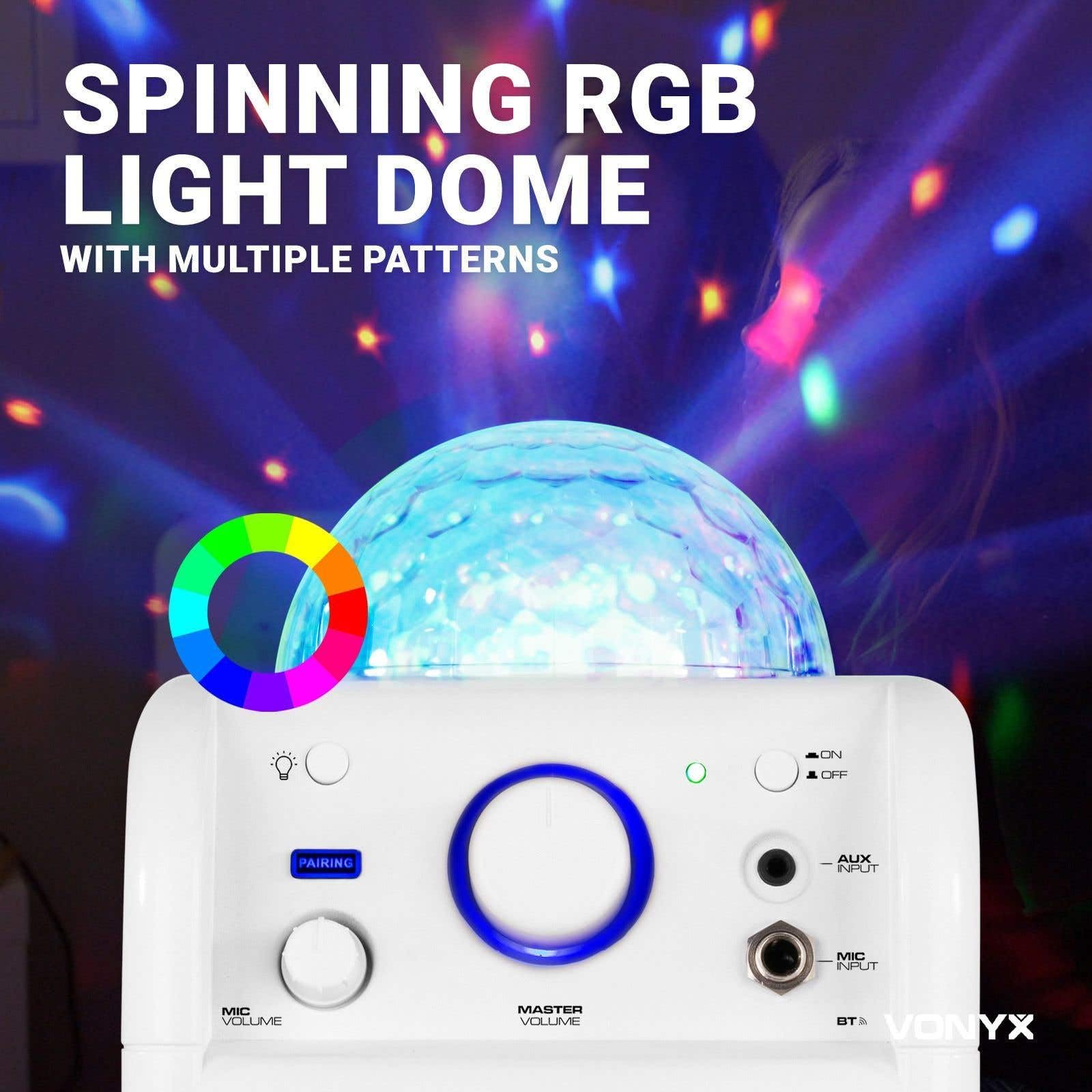 Vonyx SBS50W Karaoke Maschine Kinder – Tragbare Karaoke Anlage mit Akku, inkl. Mikrofon & LED-Lichteffekt, Bluetooth Musikbox für Kinder & Erwachsene, Mini Karaoke-Anlage mit Echo & Bassverstärkung