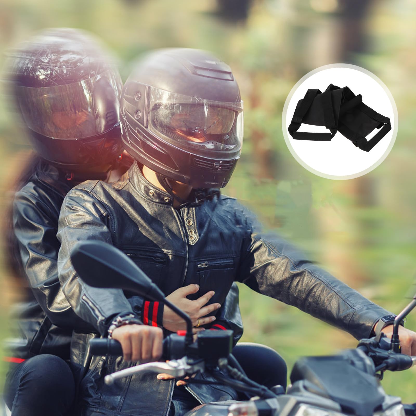 Motorrad Schutzgurt Taillengurt mit Griff Verstellbar Schwarz Nierengurt Beifahrer Sicherheitsgurt Pkw Motorradzubehör