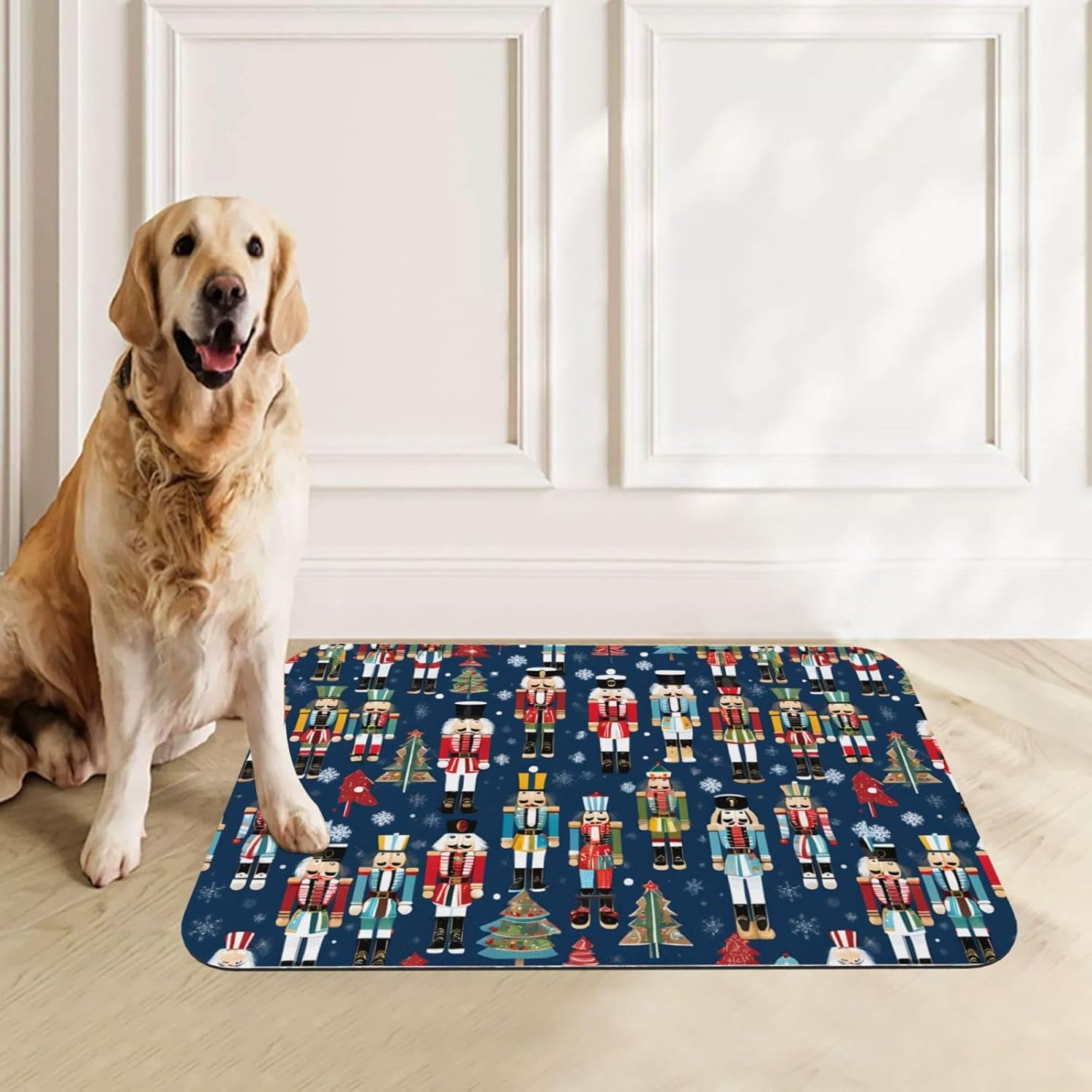 Dog Food Mat for Floors, Absorbent Cat Mat for Food and Water, Women's Nutcracker Ballet, Non-Slip Leather Pet Feeding Mats, Waterproof Dog Cat Food Mats, Quick-Dry Diner Placemat for Bowls