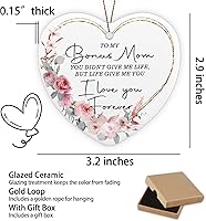 Vista 5 de Regalos de cumpleaños para mamá de hija e hijo, adorno de recuerdo con placa de corazón, regalo para el día de la madre, cumpleaños, Navidad