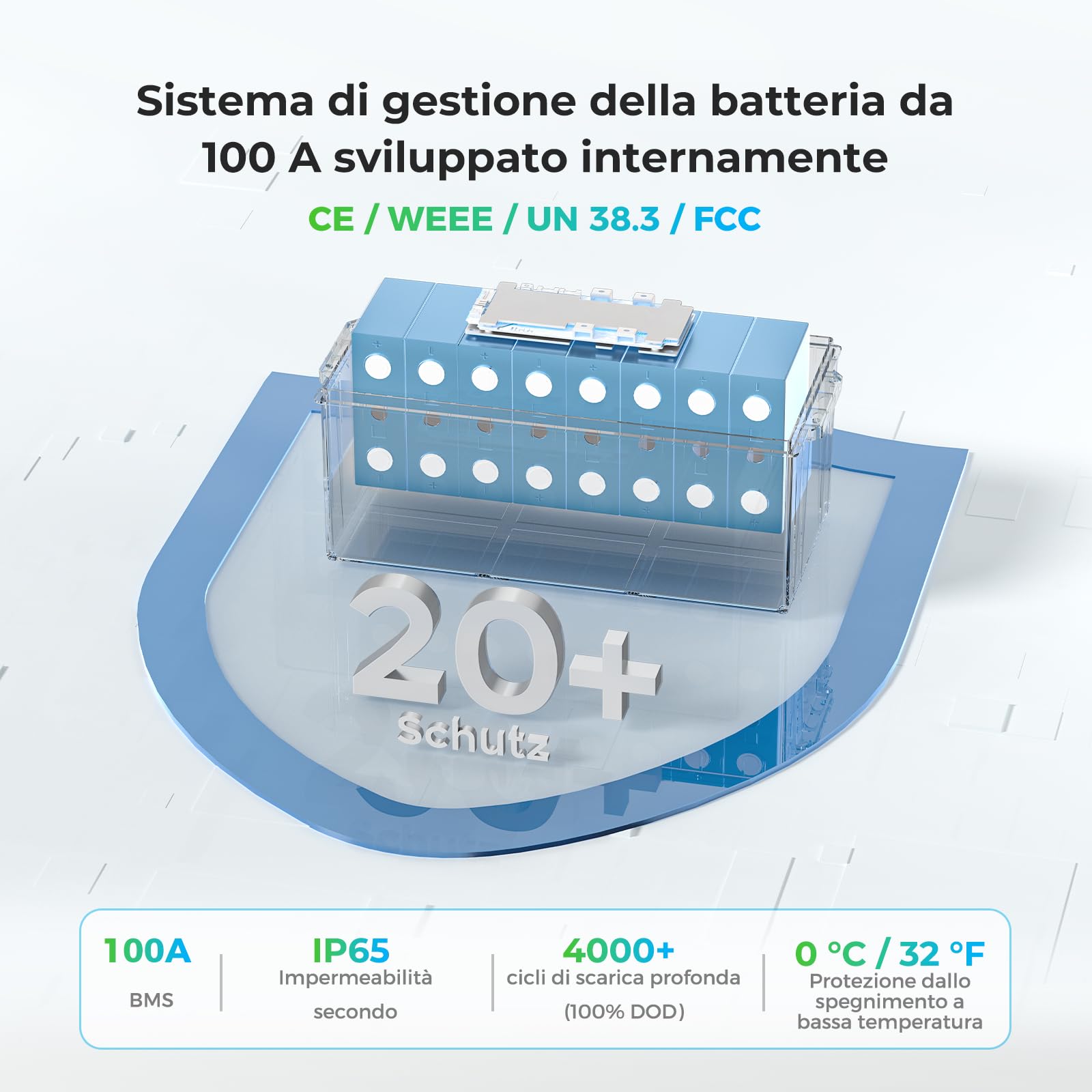 Dyness Batteria Litio LiFePO4 24V 100Ah con 100A BMS e Protezione Bassa Temperatura, Batteria 24V per Fotovoltaico Accumulo, Barche da Pesca Bass, Sistemi di Energia Rinnovabile, Camper (RV), Off-Grid