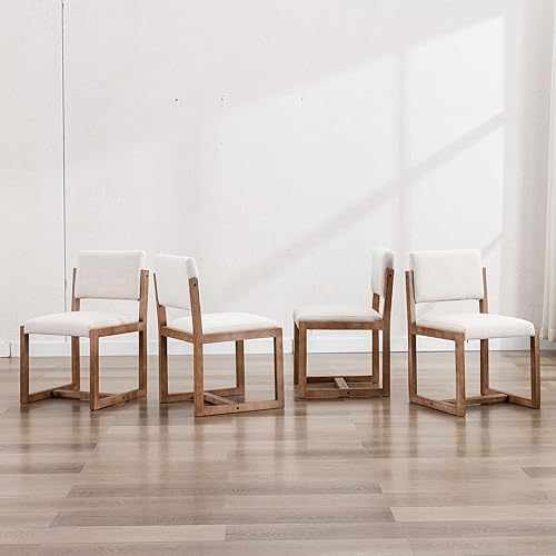 Miniatura 4 de DUOMAY Juego de 2 sillas de comedor modernas, sillas laterales tapizadas de lino sin brazos con respaldo abierto para cocina, comedor, restaurante,