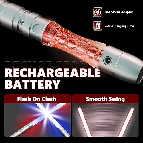 Miniatura 6 de YDDSABER Sable de luz Jedi Sith Dueling, empuñadura de metal recargable, 4 modos y sonidos sable de luz para adultos, FOC, sables de luz Blaster FX