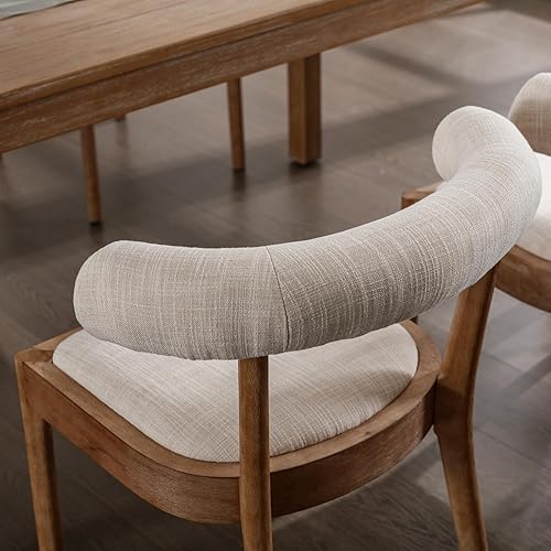 Miniatura 5 de Juego de 2 sillas de comedor de madera, modernas de mediados de siglo, sillas de sala de estar con respaldo abierto curvado único, cómodas sillas