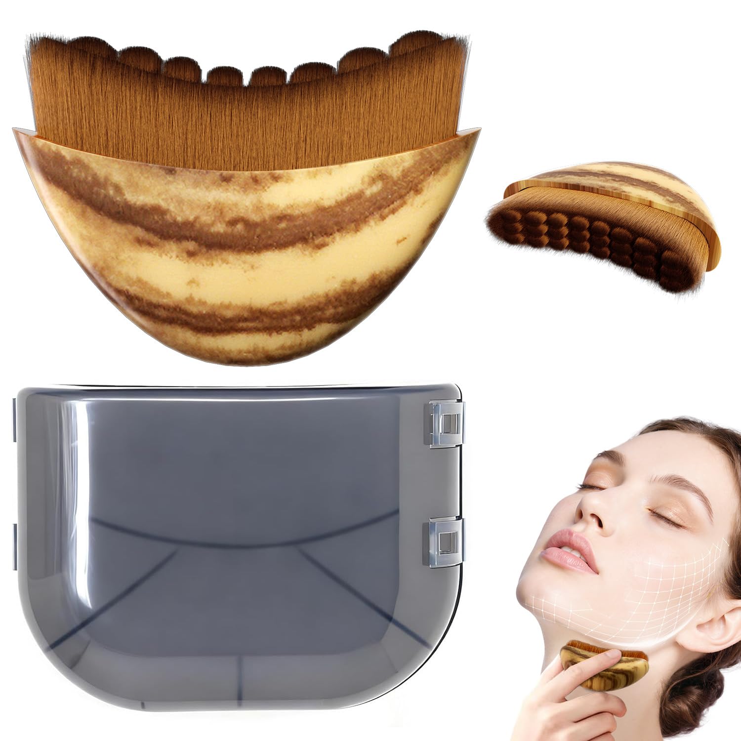 Vepxzory Lymphatic Contour Face Brush, Lymphatic Drainage Massager for Chin & Neck, Sculpting & Lifting Facial Massage Tool, Reduces Puffiness & Restores Definition