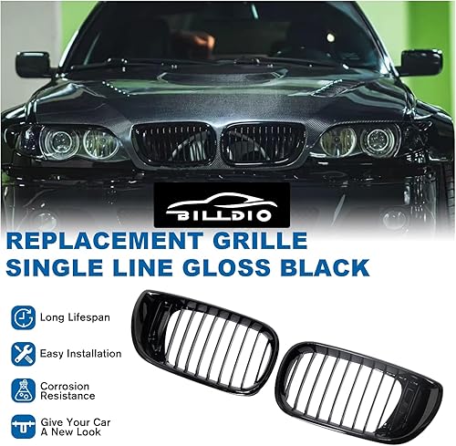 Miniatura 70 de Rejilla frontal negra brillante compatible con BMW Serie 3 G20 2019 2020 2021 2022 316i 318i 320i 328i 330i 330i 335i 340i Doble lamas negro