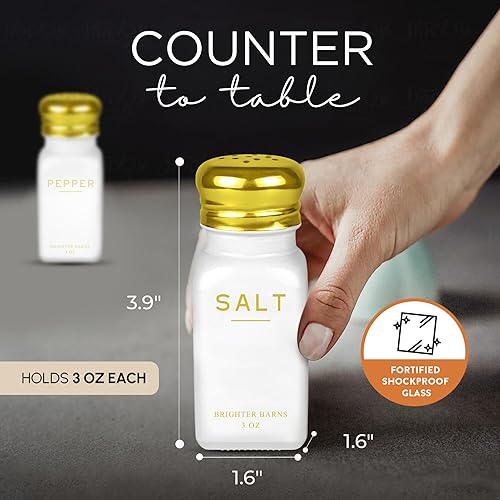 Miniatura 3 de Brighter Barns - Juego de saleros y pimenteros dorados  Decoración moderna de cocina, decoración de cocina blanca y dorada y accesorios  Cocteleros