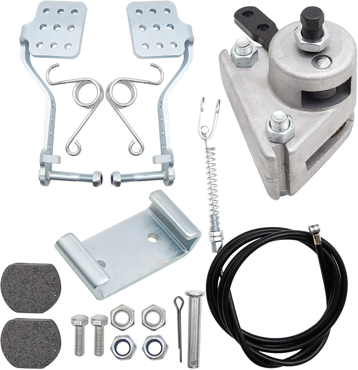 UOIENRT 56" Brake Cable Mechanical Brake Caliper and Throttle Pedals Return Springs, Replacement for Predator 196cc 212cc 6.5Hp, Replacement for Manco 9597 9598