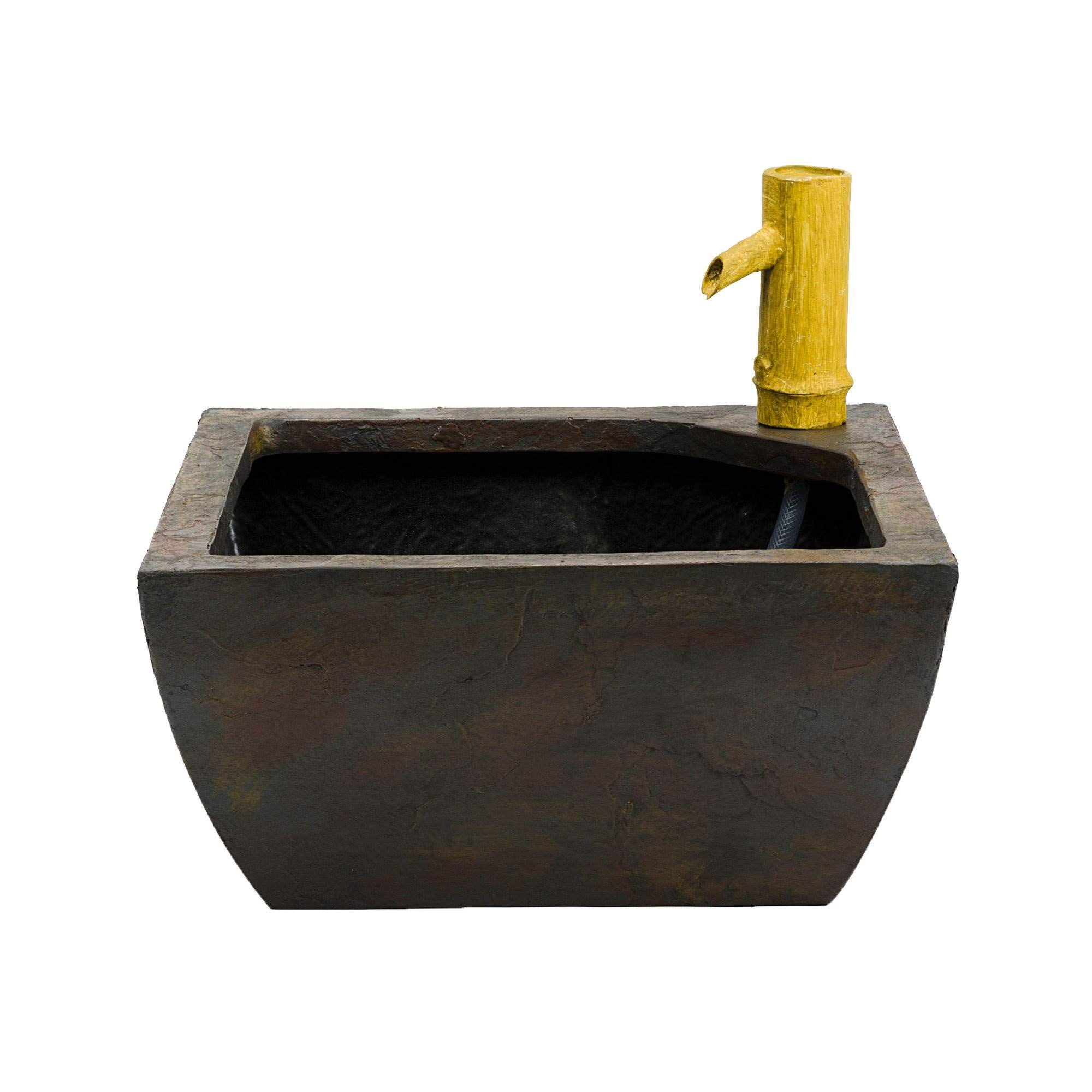 Aquascape Aquatic Patio Pond Water Garden with Bamboo Fountain, 16-Inch | 78197,Gray Slate