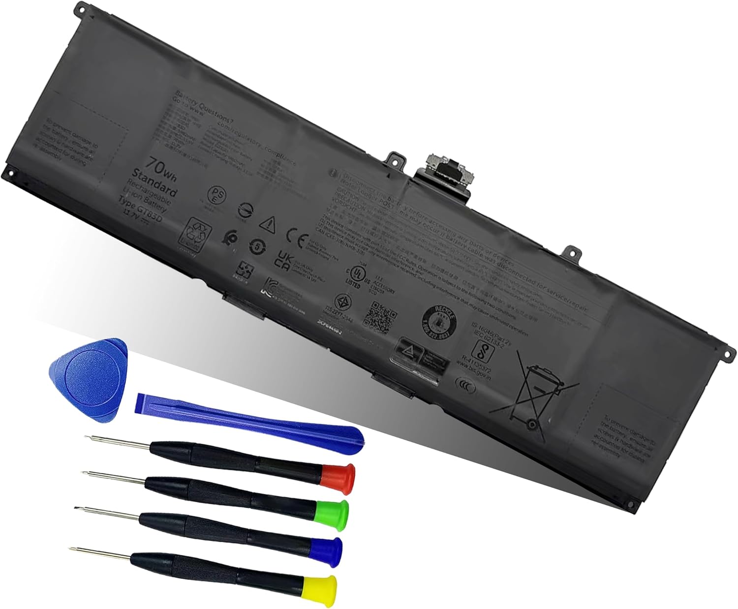 70Wh GT83D Battery for Dell XPS 14 9440 Laptop - Compatible with Dell Part Numbers 7T7DY & N80X2-11.7V 5982mAh Replacement Battery
