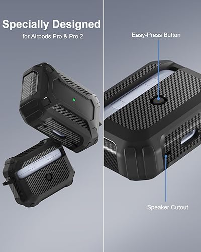 Miniatura 7 de Lerobo Funda para AirPods Pro 2 con kit de limpieza, funda protectora dura compatible con Apple AirPods Pro de 21 generación con llavero, potente
