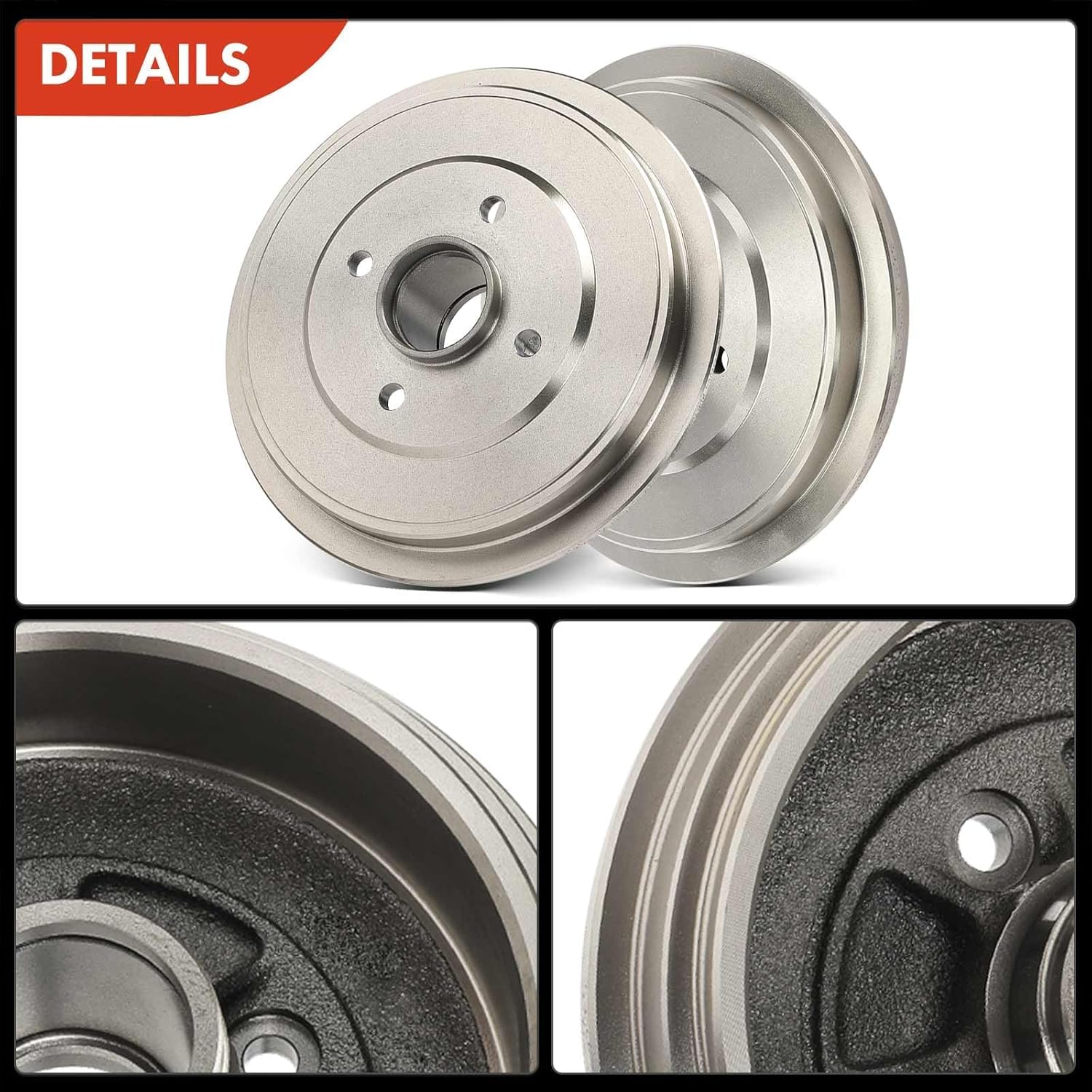 A-Premium 10.08 inch (256 mm) Rear Brake Drums + Ceramic Shoes Set Compatible with Select Nissan Models - Micra 2015-2017, Versa Note 2014-2019, Versa 2012-2019, 6-PC Set