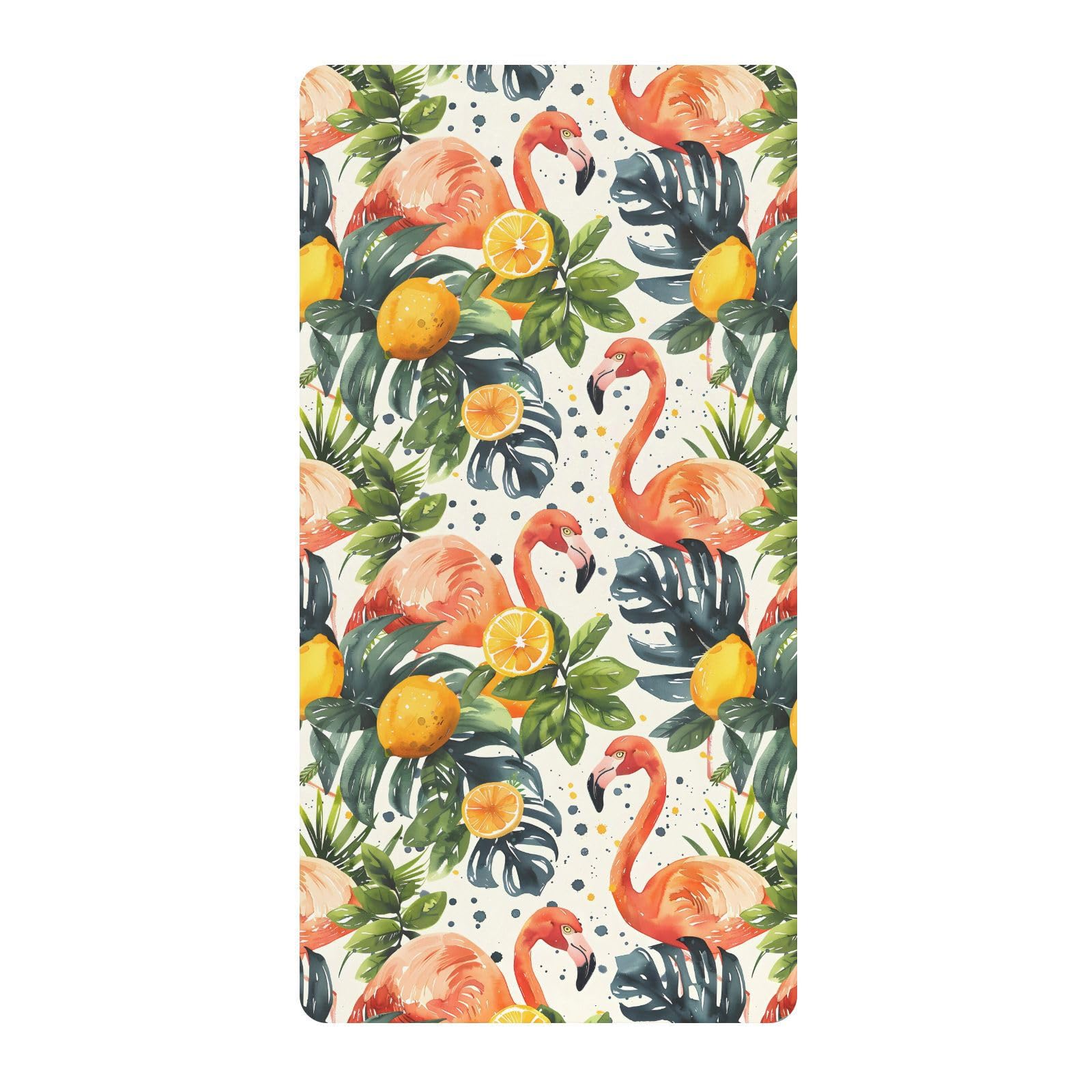 Babybettlaken für Jungen und Mädchen, weiche Standardmatratze, 71,1 x 132,1 cm, Pink Flamingo Zitronengelb