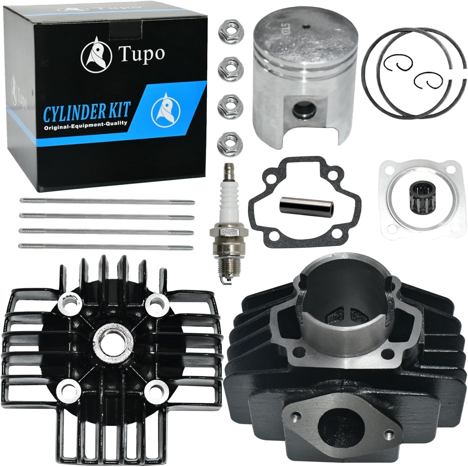 Tupo PW60-44 Cylinder Kit 60cc Big Bore Compatible with Yamaha PW50 QT50 YT60 Y-Zinger 50 Tri-Zinger 60