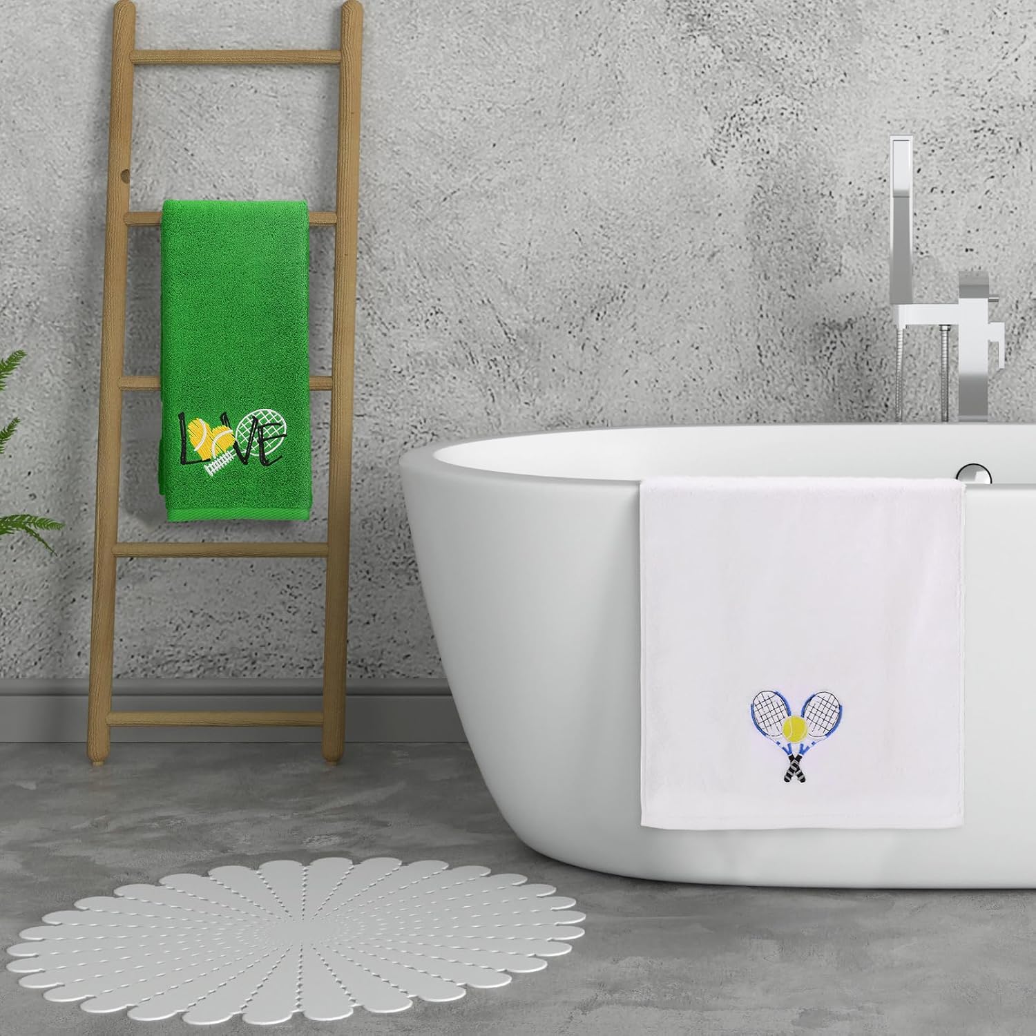 3pcs Tennis Hand Towels Cotton Embroidered Racket Love Bathroom Towels for Women Men Cotton Absorbent Soft Kitchen Towel Tennis Lover Gift for Player Team Sports, 14 x 29 Inch - Image 5