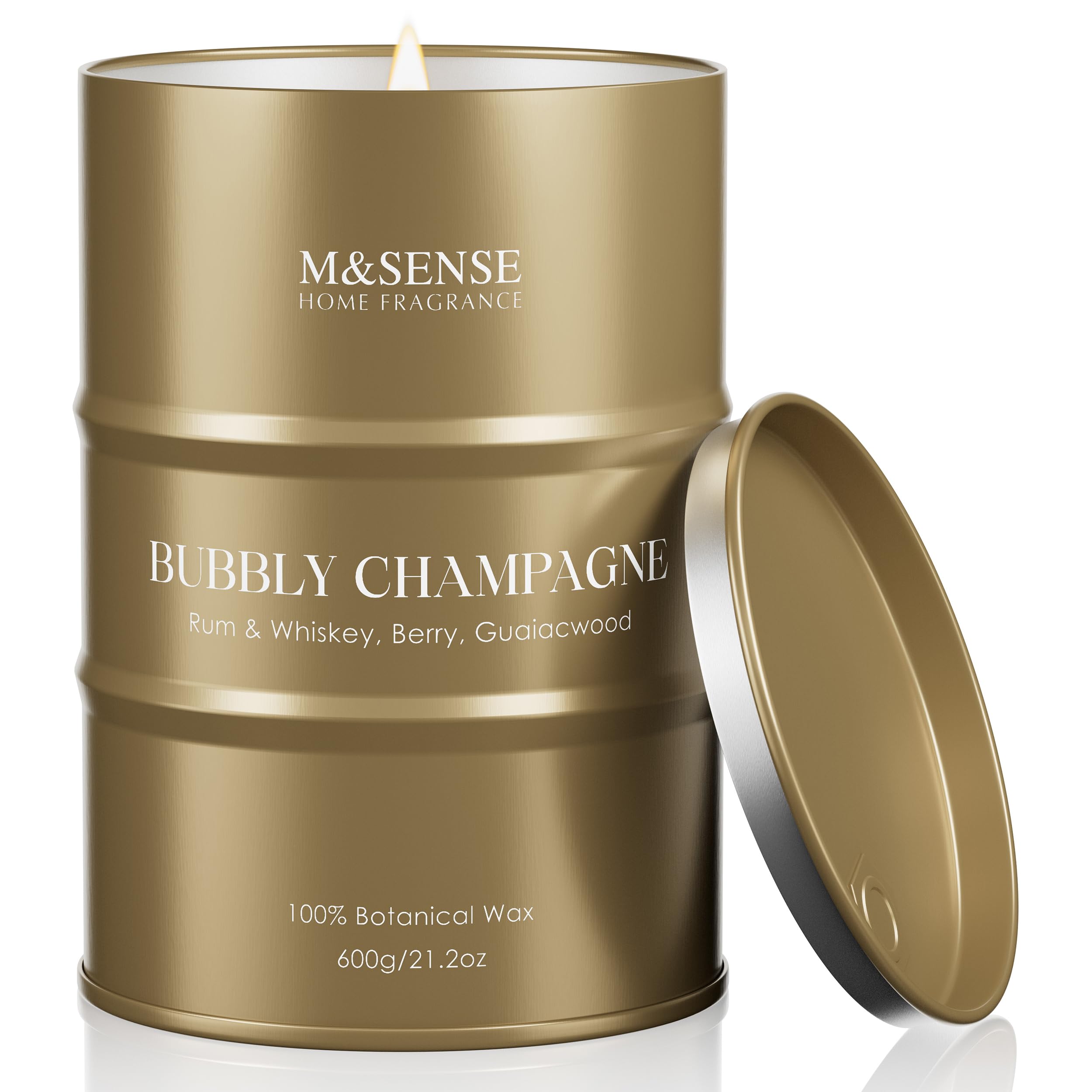 M&amp;SENSE Bubbly Champagne Scented Soy Candle, Large, 21.2 oz