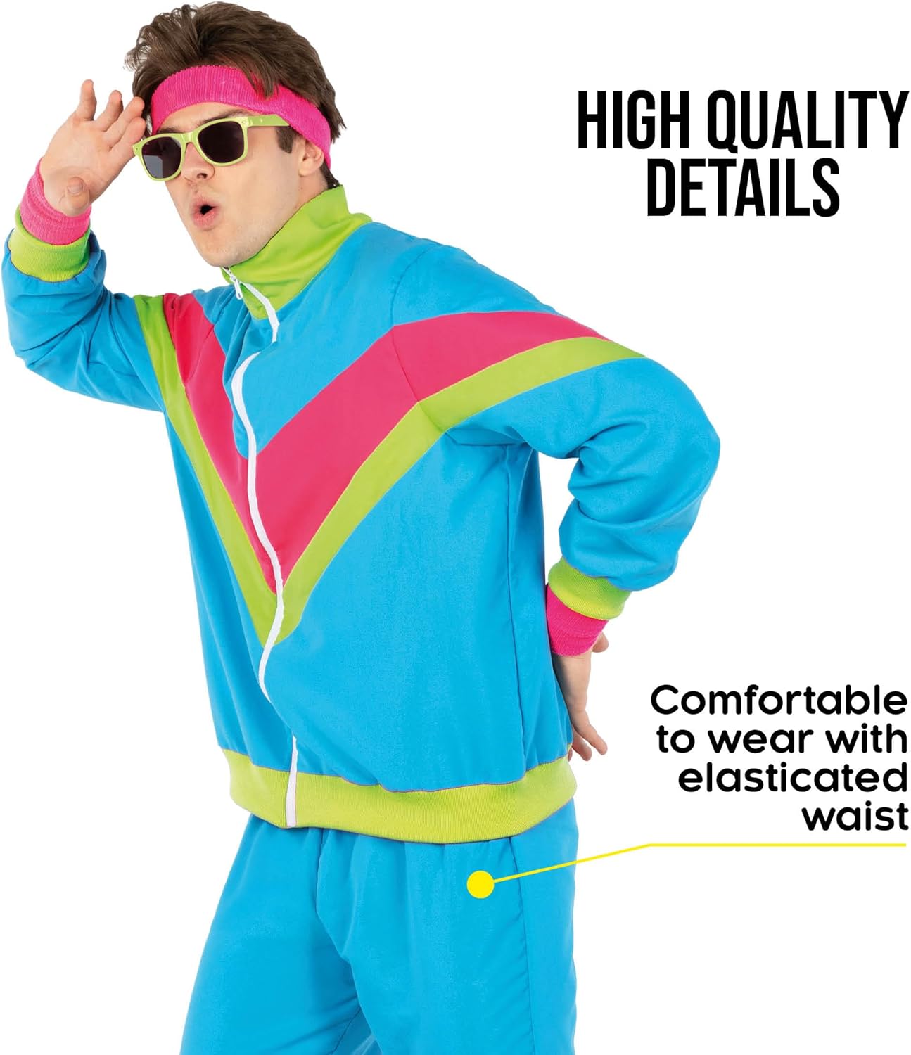 Morph Neon 80s Track Suit Mens 80s Costumes For Men, 1980s Costume For Women, Halloween Costumes For Adults Tracksuits 90s - Image 3