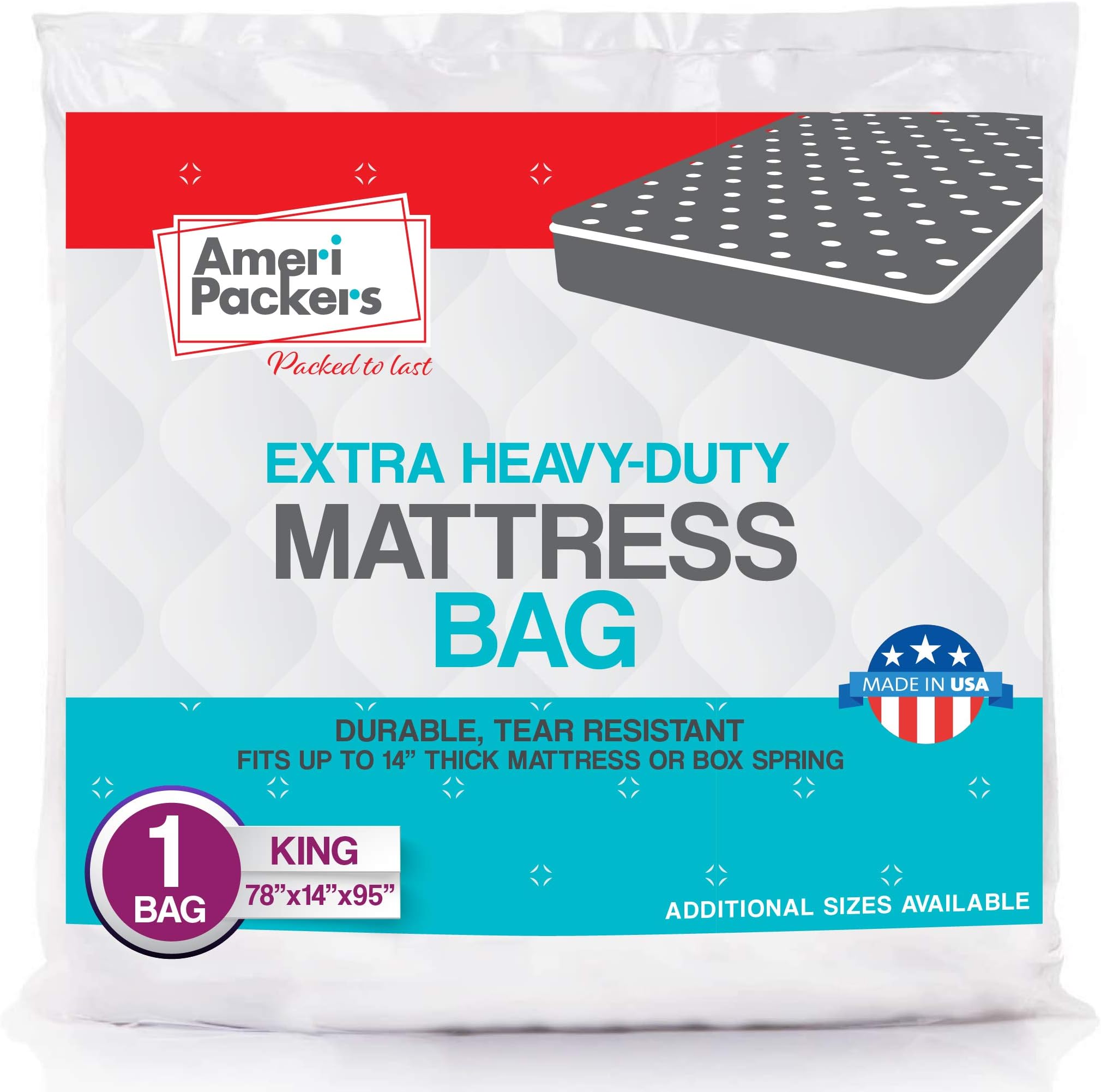 King Size, Heavy Duty Mattress Bag For Moving & Storing Fits Standard, Pillow-Top Variation & Protects Mattress From Stains, Tears, Dirt, Water, Bugs & More