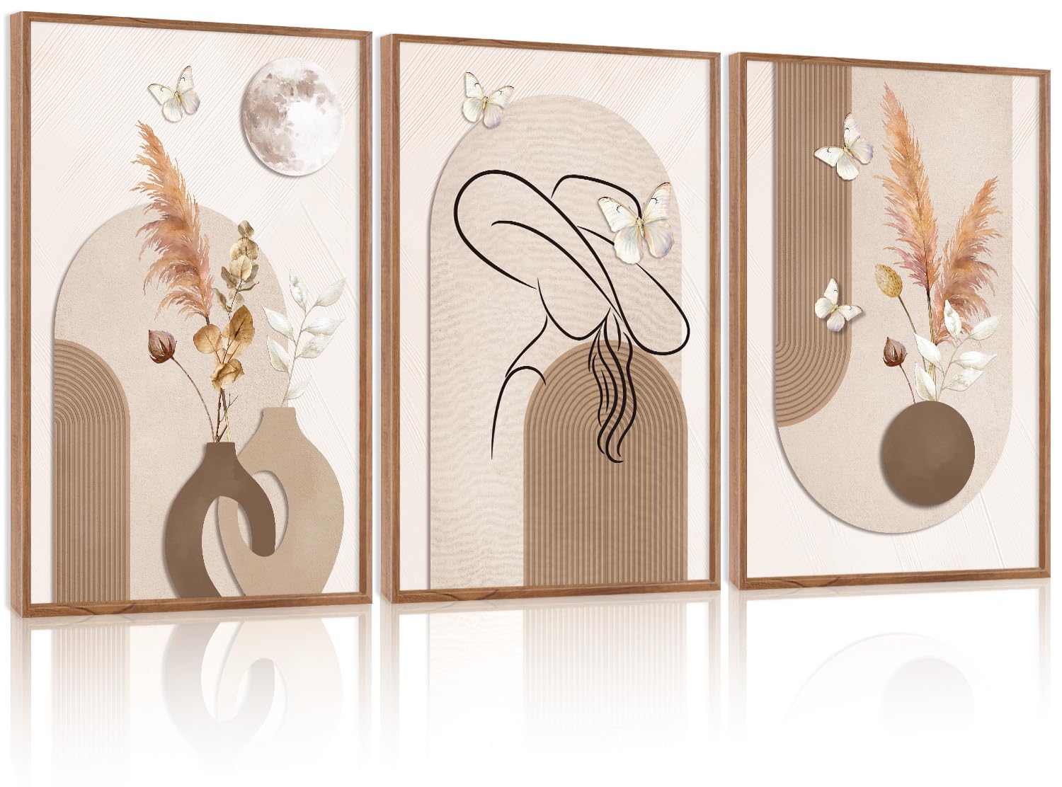 CHDITB Wabi Sabi Pampas Floral Framed Wall Art