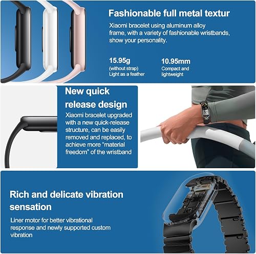 XIAOMI Mi Smart Band 10 -Écran AMOLED de 1,72 Pouce | 21 Jours d'Autonomie | Écran Tactile, traqueur Multisport, traqueur d'activité, Moniteur de fréquence Cardiaque | Connectivité Bluetooth (Noir) - 4